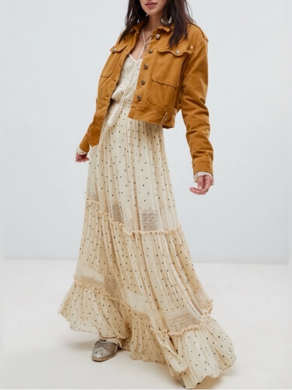 Free People Everlyn Corduroy Cropped Jacket Large Marygold